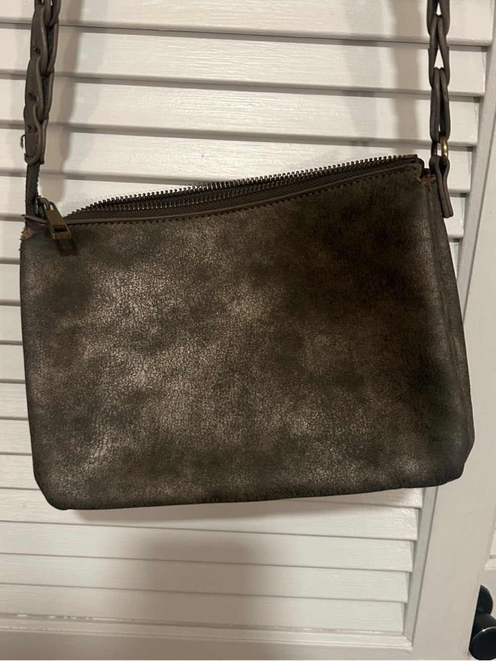 Anthropologie Metallic Charcoal Braided-Strap Crossbody